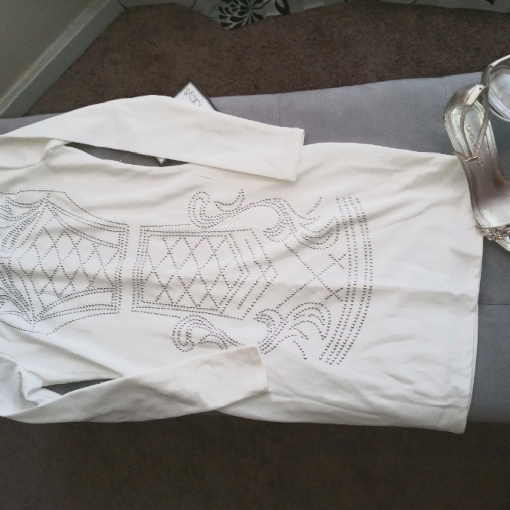 NWOT White w/Silver Metallic Studs Body Con Dress